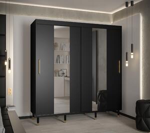 Šatní skříň Abi Calipso Pol Barva korpusu: Černá, Rozměry: 150 cm, Dveře: Černá + zrcadlo