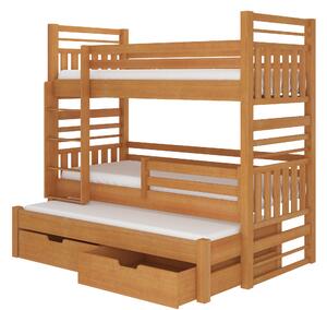 Patrová postel pro 3 děti Hanka, 200x90cm, olše