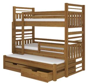 Patrová postel pro 3 děti Hanka, 200x90cm, dub
