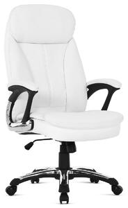 Kancelářská židle, bílá koženka, plast ve stříbrné, kolečka pro tvrdé podlahy - KA-Y287 WT