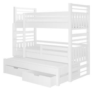 Patrová postel pro 3 děti Hanka, 200x90cm, bílá