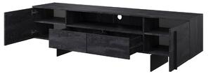 TV stolek Larena 200 cm s výklenkem - černý beton / černé nožky