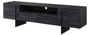 Skříňka RTV Larena 200 cm s výklenkem - Černý beton / černé nožky