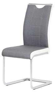 Jídelní židle DCL-410 GREY2 látka šedá, koženka bílá, chrom, VÝPRODEJ