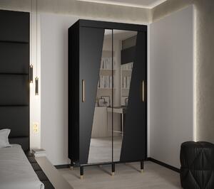 Šatní skříň Abi Calipso Rho Barva korpusu: Černá, Rozměry: 100 cm, Dveře: Černá + zrcadlo