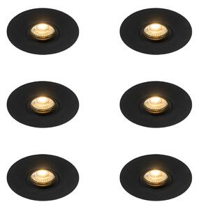 Sada 6 ks Moderní zapuštěné bodové černé 12 cm - Buco