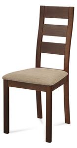 Jídelní židle BC-2603 WAL masiv buk, barva ořech, látka béžová, VÝPRODEJ