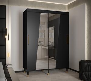 Šatní skříň Abi Calipso Rho Barva korpusu: Černá, Rozměry: 100 cm, Dveře: Černá + zrcadlo