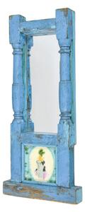 Zrcadlo v rámu z teakového dřeva, keramická dlaždice, 31x7x71cm (9B)
