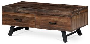 Konferenční stůl, 120x60 cm, MDF deska, masiv borovice, kov, černý lak - AHG-536 PINE