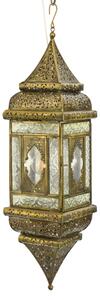 Arabská lampa, bílá, mosazná patina, sklo, ruční práce, 13x13x50cm