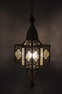 Lampa v orientálním stylu, čiré sklo, zlatá, 28x28x56cm