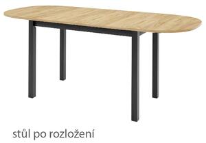 Jídelní stůl KLEBO P | 150x80 cm | rozkládací | černé dřevěné nohy | VÝBĚR DEKORU DESKY
