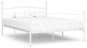 Rám postele s laťkovým roštem bílý kov 180 x 200 cm