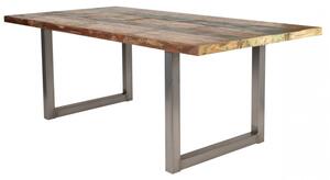 Jídelní stůl masiv recyklované dřevo Nero 200x100 stříbrné kovové nohy