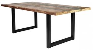 Jídelní stůl masiv recyklované dřevo Nero 160x85 černé kovové nohy