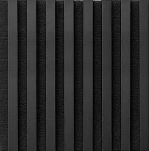 Dekorační panel, černý mat 3D lamely na filcovém podkladu, rozměr 30 x 30 cm, IMPOL TRADE