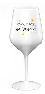 JEDNOU V ROCE NA VÁNOCE - bílá nerozbitná sklenice na víno 470 ml