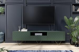 TV stolek Scalia 190 cm s výklenkem - labrador mat / zlaté nožky