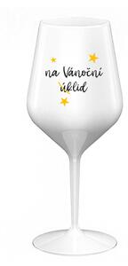 NA VÁNOČNÍ ÚKLID - bílá nerozbitná sklenice na víno 470 ml