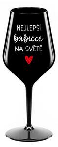 NEJLEPŠÍ BABIČCE NA SVĚTĚ - černá nerozbitná sklenice na víno 470 ml