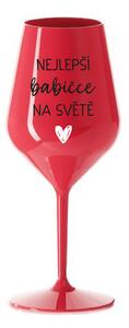 NEJLEPŠÍ BABIČCE NA SVĚTĚ - červená nerozbitná sklenice na víno 470 ml