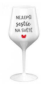 NEJLEPŠÍ SESTŘE NA SVĚTĚ - bílá nerozbitná sklenice na víno 470 ml