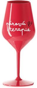 PÁROVÁ TERAPIE - červená nerozbitná sklenice na víno 470 ml
