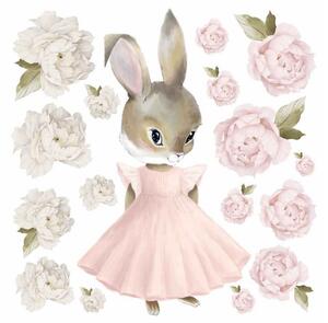 Dětská nálepka na zeď Pastel bunnies - zajíček v sukni Rozměry: M