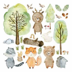 Dětská nálepka na zeď Lesní svět - medvídek, jelínek, liška a ježek Rozměry: XL