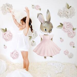 Dětská nálepka na zeď Pastel bunnies - zajíček v sukni Rozměry: L