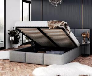 Luxusní postel DENVER 180x200 s kovovým zdvižným roštem ŠEDÝ