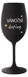 VÁNOČNÍ DOPING - černá sklenice na víno 350 ml