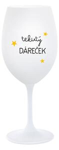 TEKUTÝ DÁREČEK - bílá sklenice na víno 350 ml