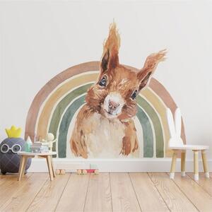 Dětská nálepka na zeď Rainbow animals - veverka Barva: B, Rozměry: 98 x 85 cm