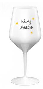 TEKUTÝ DÁREČEK - bílá nerozbitná sklenice na víno 470 ml