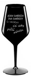 SVAŘÁČEK - černá nerozbitná sklenice na víno 470 ml