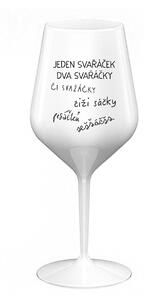 SVAŘÁČEK - bílá nerozbitná sklenice na víno 470 ml