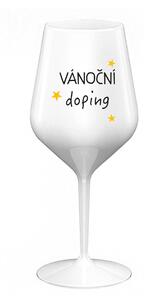 VÁNOČNÍ DOPING - bílá nerozbitná sklenice na víno 470 ml
