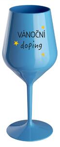 VÁNOČNÍ DOPING - modrá nerozbitná sklenice na víno 470 ml