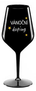 VÁNOČNÍ DOPING - černá nerozbitná sklenice na víno 470 ml