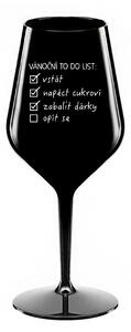 VÁNOČNÍ TODO LIST - černá nerozbitná sklenice na víno 470 ml