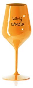 TEKUTÝ DÁREČEK - oranžová nerozbitná sklenice na víno 470 ml