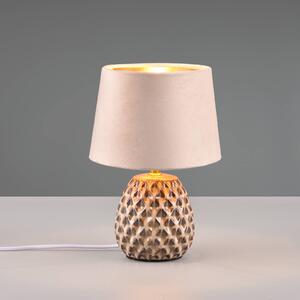 Stolní lampa Ariane z keramiky a sametu, béžová