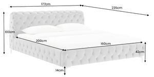 Designová postel Rococo 160 x 200 cm šedý samet