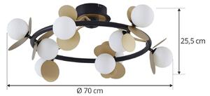 Stropní svítidlo Lucande Pallo LED, kulaté, 9 světel, černé/zlaté
