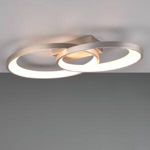 LED stropní světlo Malaga se 2 kruhy, matný nikl