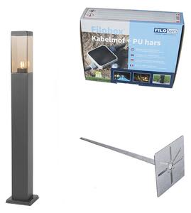 Moderní venkovní stojací lampa tmavě šedá s kouřovým sklem 80 cm - Malios