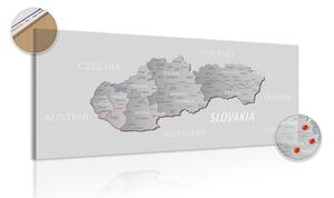 Obraz na korku šedá mapa Slovenska s decentním kontrastem