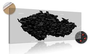 Obraz na korku moderní černo-šedá mapa Česka